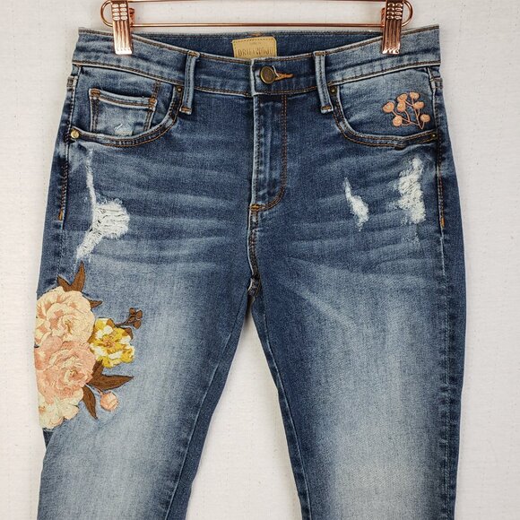 Driftwood Sundance Audrey Embroidered Jeans Raw Hem Distressed Boho size 26 - Picture 3 of 15